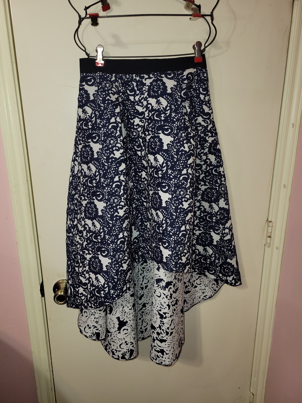 Sachin + Babi Navy and White High-Low Lace Skirt
